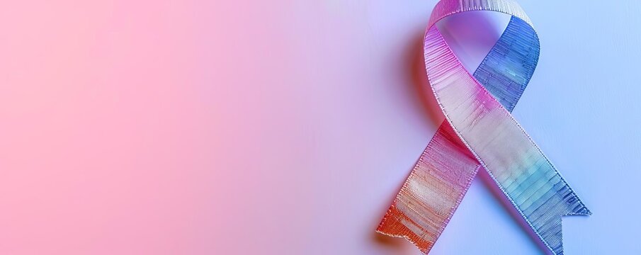 Mental health awareness ribbon, pastel colors, flat design, supportive message