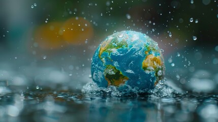 Earth Reflected in a Droplet of Water Generative AI