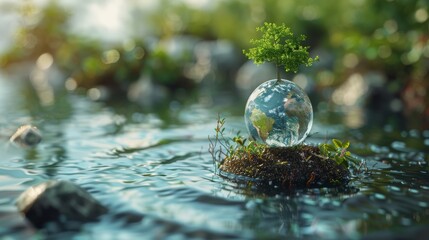 Earth Within a CrystalClear Water Drop Generative AI