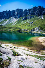 Eastern Dolomites. Sappada, Olbe Lakes. Breathtaking view of the upper Montrgna.