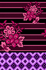 Geometrical floral bunch pattern with polka dot