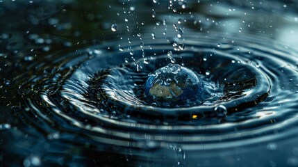 Hands Holding a Water Drop with Earth Generative AI