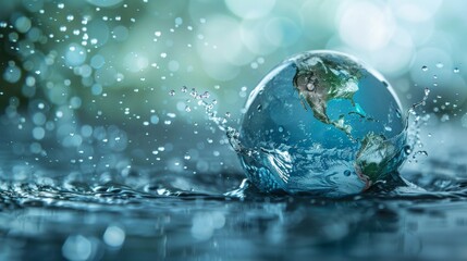 Hands Holding Earth in a Water Drop Generative AI