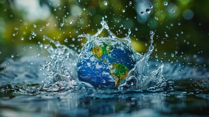 Hands Holding the Earth in a Water Droplet Generative AI