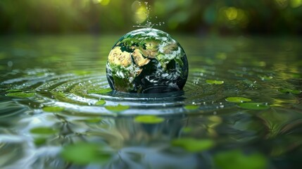 Water Drop Holding the Globe Generative AI