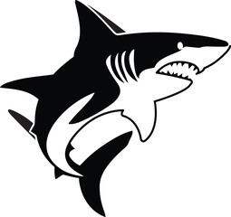 Black shark silhouette vector  isolated in white background 