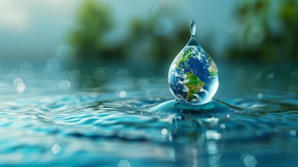 Water Drop Reflecting the Earth Generative AI