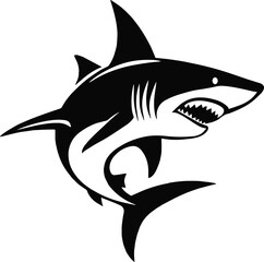 Black shark silhouette vector  isolated in white background 