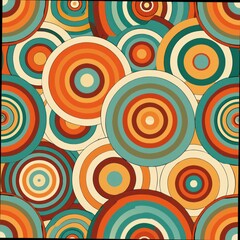 Fototapeta premium Seamless pattern of concentric circles in varying sizes and colors, creating a dynamic and visually engaging design, Generative AI