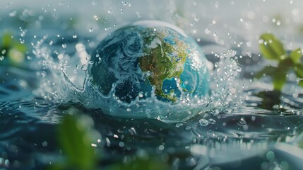 Water Droplet Enclosing the Planet Generative AI