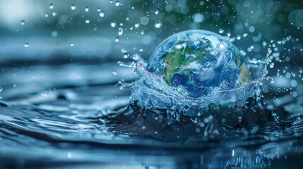 Water Droplet Encasing a Miniature Earth Generative AI