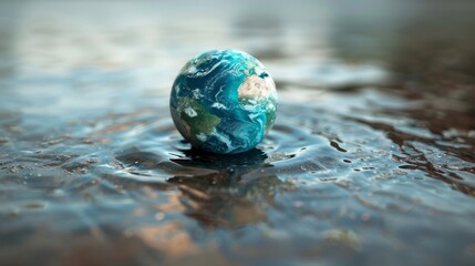 Water Droplet on a Leaf with Earth Inside Generative AI