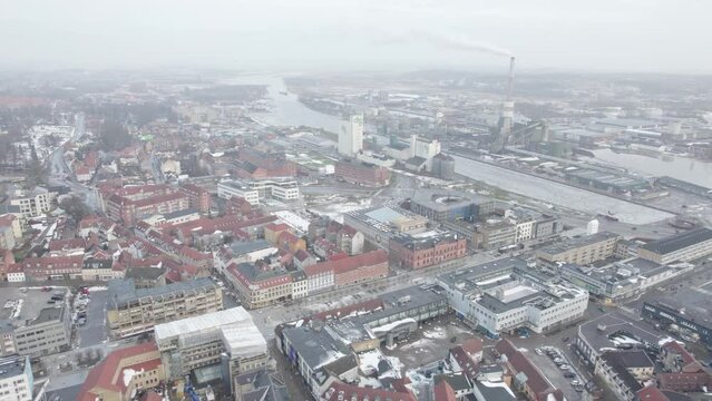 Panoramic Aerial View Of Randers Industrial City In Eastern Jutland, Denmark.