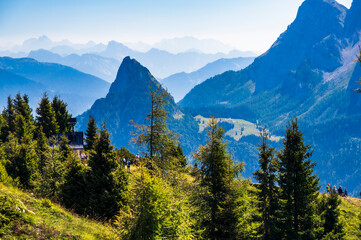 Eastern Dolomites. Sappada, Olbe Lakes. Breathtaking view of the upper Montrgna.