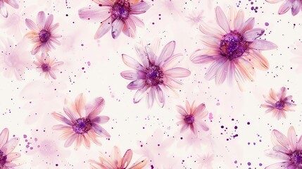 Delicate watercolor daisies scattered across a seamless pattern