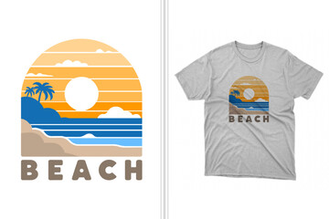 minimalist beach t-shirt design and artwork