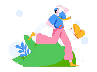 Obraz premium People exercising healthy running vector internet operation illustration 