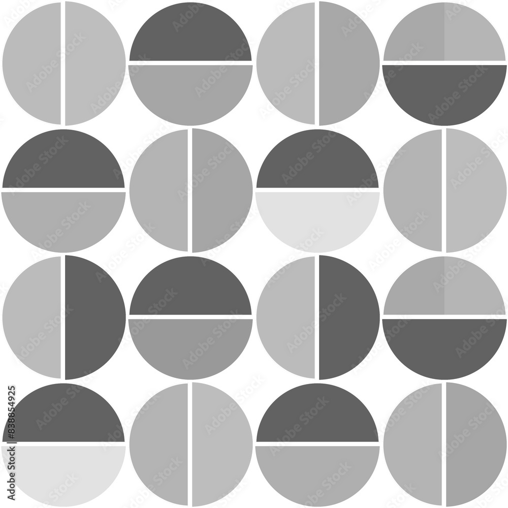 Sticker abstract simple modern gray circles seamless pattern texture on white background..