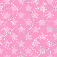 seamless kid circles polka dots stars pink pattern