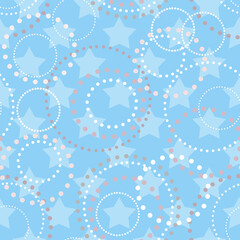 Seamless kid circles polka dots stars pattern blue