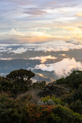 Scenic view of sunset from Mount Kinabalu on Borneo island, Malaysia