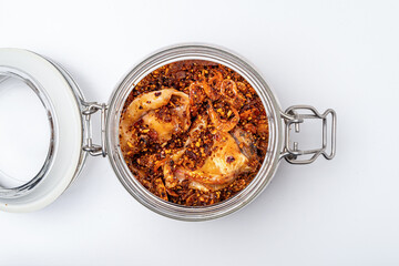 Thai Squid chili paste on plate white background.