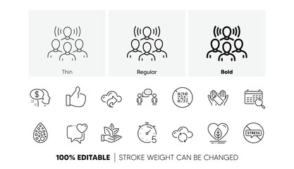Pay, Cloud share and Cloud sync line icons. Pack of Local grown, Consulting business, Heart icon. Stop stress, Timer, Like pictogram. Artificial colors, Organic product, Smartphone holding. Vector