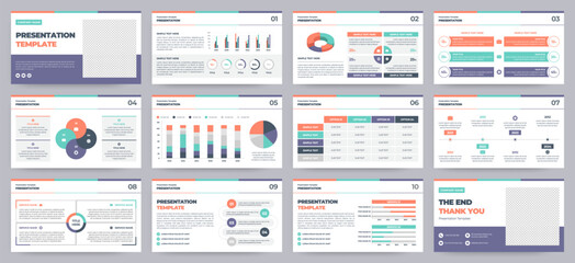 Modern presentation slide templates. Infographic elements template set for web, print, annual report brochure, business flyer leaflet marketing and advertising template. Vector Illustration.