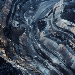 extractive industrial for coal aerial top view drone Generative AI 