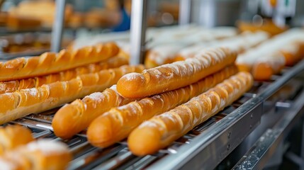 Close-up view of soda cans on a production line, captured in a state-of-the-art food plant with a clean process