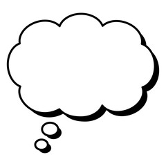 立体的な吹き出し　もくもく　白背景　単品