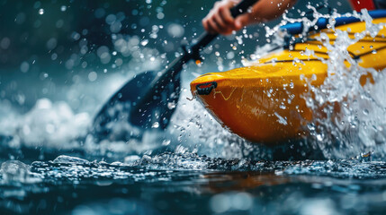 Fototapeta premium Close-Up of Kayaker's Paddle in Summer Olympic Games