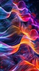 Vibrant abstract digital art with colorful waves and dynamic fluid lines, creating a mesmerizing and energetic visual experience.