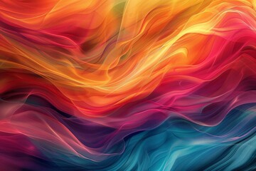 Fototapeta premium Vibrant abstract background with flowing colors, blending shades of red, orange, yellow, and blue creating an artistic and dynamic visual effect.