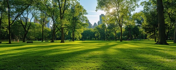 Serene City Park Oasis - Urban Green Space with Lush Trees