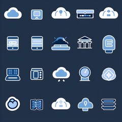 cloud computing icon concept on dark background Generative AI 