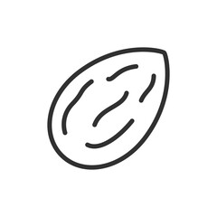 Almond nut, linear icon. Line with editable stroke
