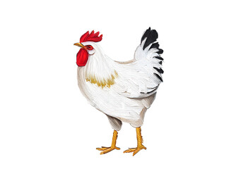 アナログタッチ、手描き風の鶏、鳥のイラスト　酉年　年賀状素材　AI生成画像　