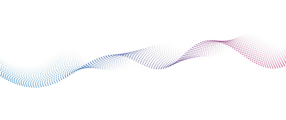 Flowing Dot Wave halftone gradient pattern on transparent background	