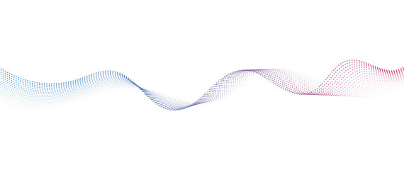 Flowing Dot Wave halftone gradient pattern on transparent background	