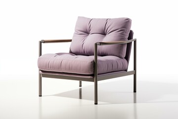 Fototapeta premium Comfortable modern purple armchair with a stylish design isolated on a white background.