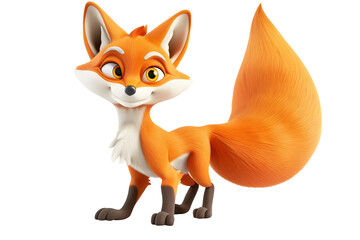 Fototapeta premium red fox cartoon transparent background, PNG file