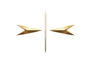 Dancing Elegance: A Pair of Gold Arrows on a White or Clear Surface PNG Transparent Background.