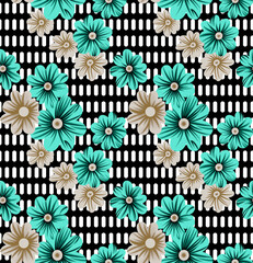 Seamless Floral pattern on black background