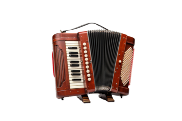 Melodic Memories: A Nostalgic Accordion Tale on a White or Clear Surface PNG Transparent Background.
