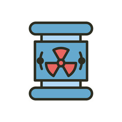 Radioactive outline filled color icon. Radiation danger area alert symbol. Vector icon illustration