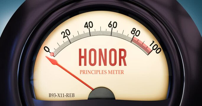 Principles meter showing zero of honor. None of it, minimum value, below the norm. At the bottom or lack of honor.