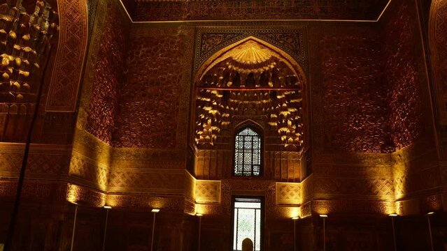 Golden interior of Gur Emir Amir Temur mausoleum