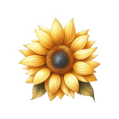 Fototapeta premium Vibrant sunflower illustration with detailed petals and center, highlighting nature's beauty. Perfect for designs and botanical themes.