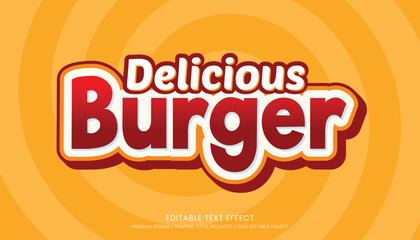 delicious burger editable 3d text effect template bold typography and abstract style drinks logo and brand